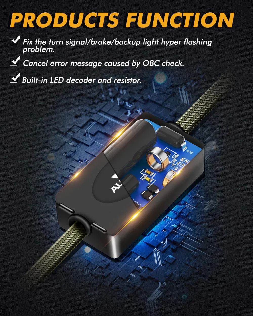 🆕3157 EU C8-Model Decoder Anti-Flicker CANBUS Resistors Decoder Avoid Fast Hyper Flash Turn Signal Blink Light Dashboard Error Code 2pcs/set