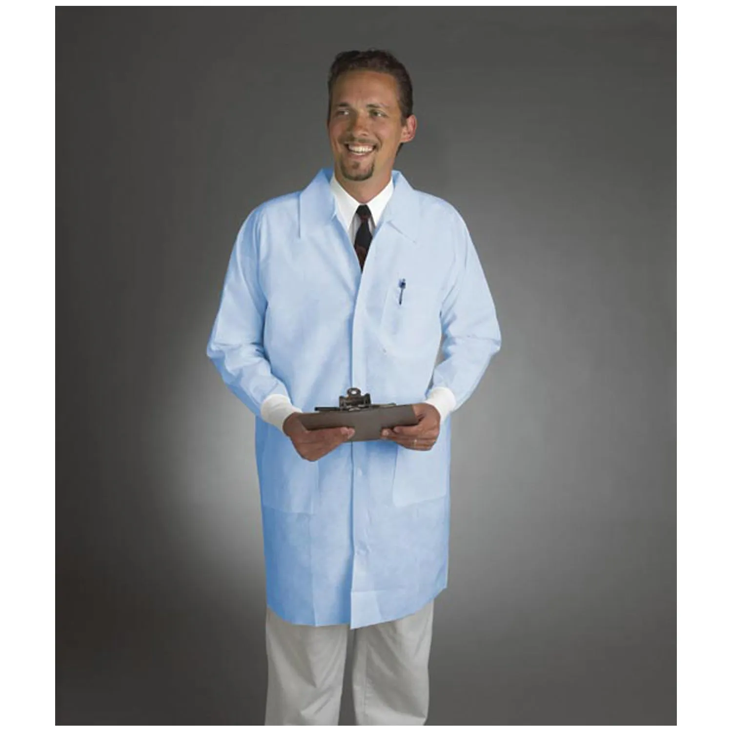 Alpha Protech Critical Cover Alphaguard Lab Coats Lab Coat, Large, Blue, Tapered Collar, Knit Cuff, 30/Cs