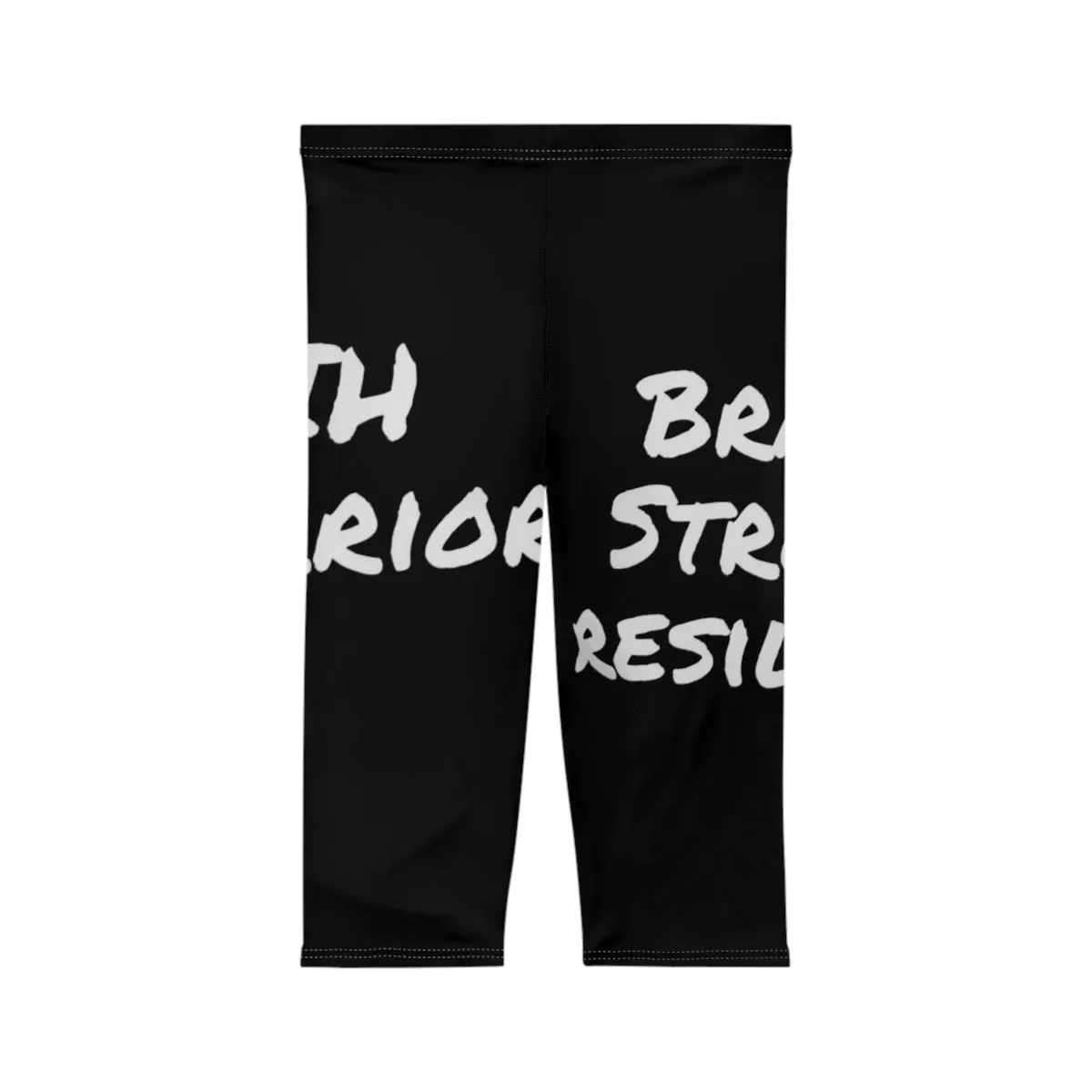 Brave, Strong, Resilient, IIH, Warrior - Black-Women’s Capri Leggings (AOP)