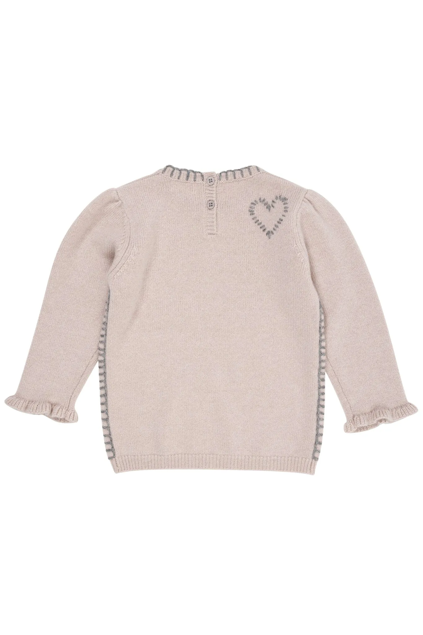 CASHMERE BLOUSE W. HEART - BEIGE