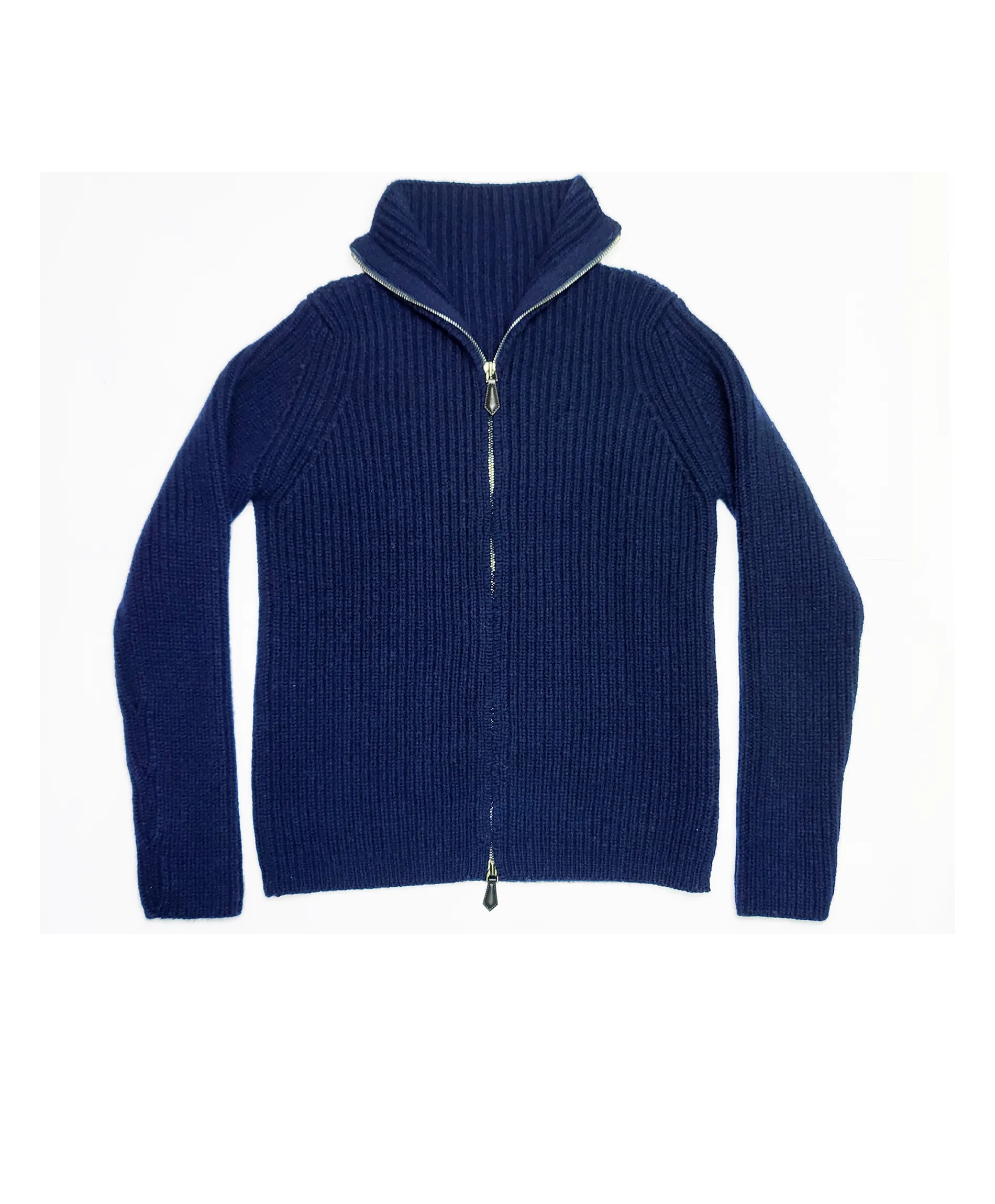 cashmere ribbed zip cardigan