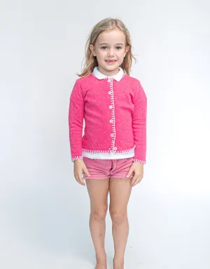 Coco Girls Cashmere Cardigan in Peony Rose