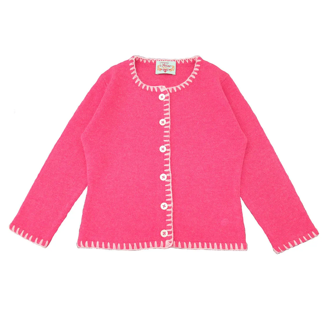 Coco Girls Cashmere Cardigan in Peony Rose