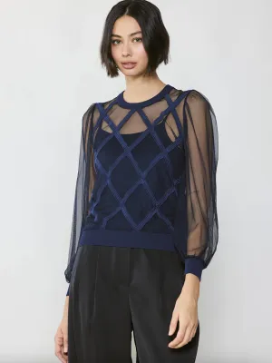 Current Air Sheer Crosshatch Lined Top