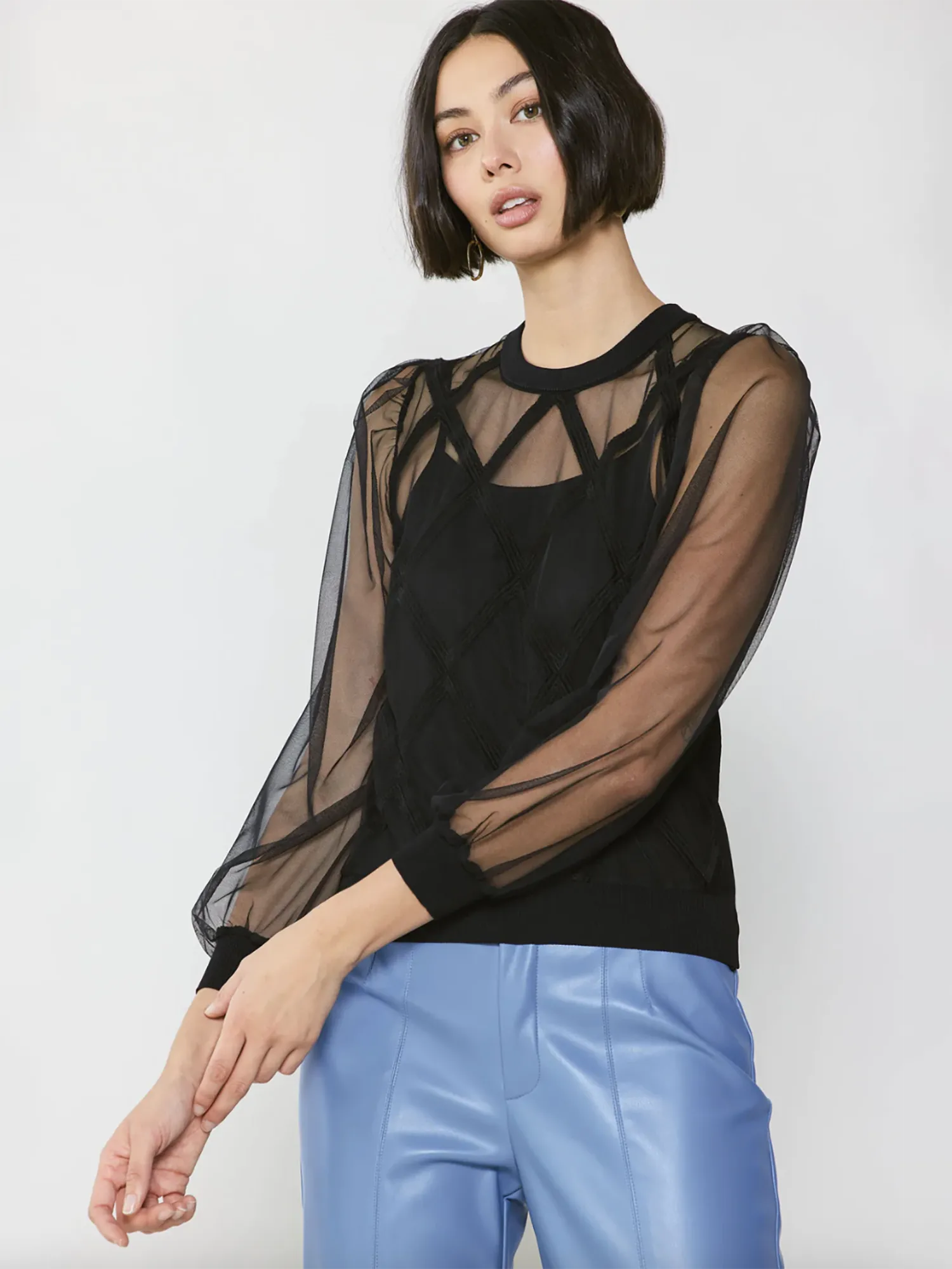 Current Air Sheer Crosshatch Lined Top