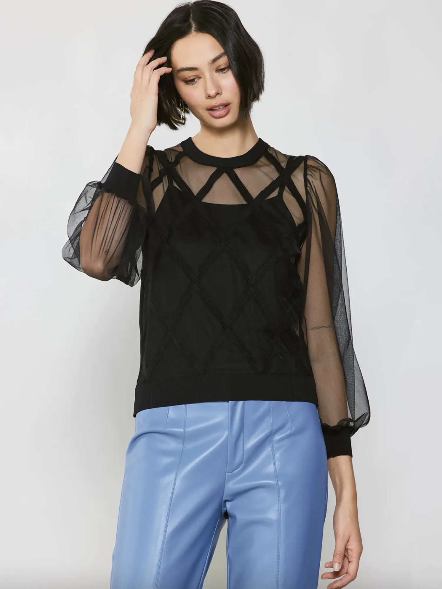 Current Air Sheer Crosshatch Lined Top