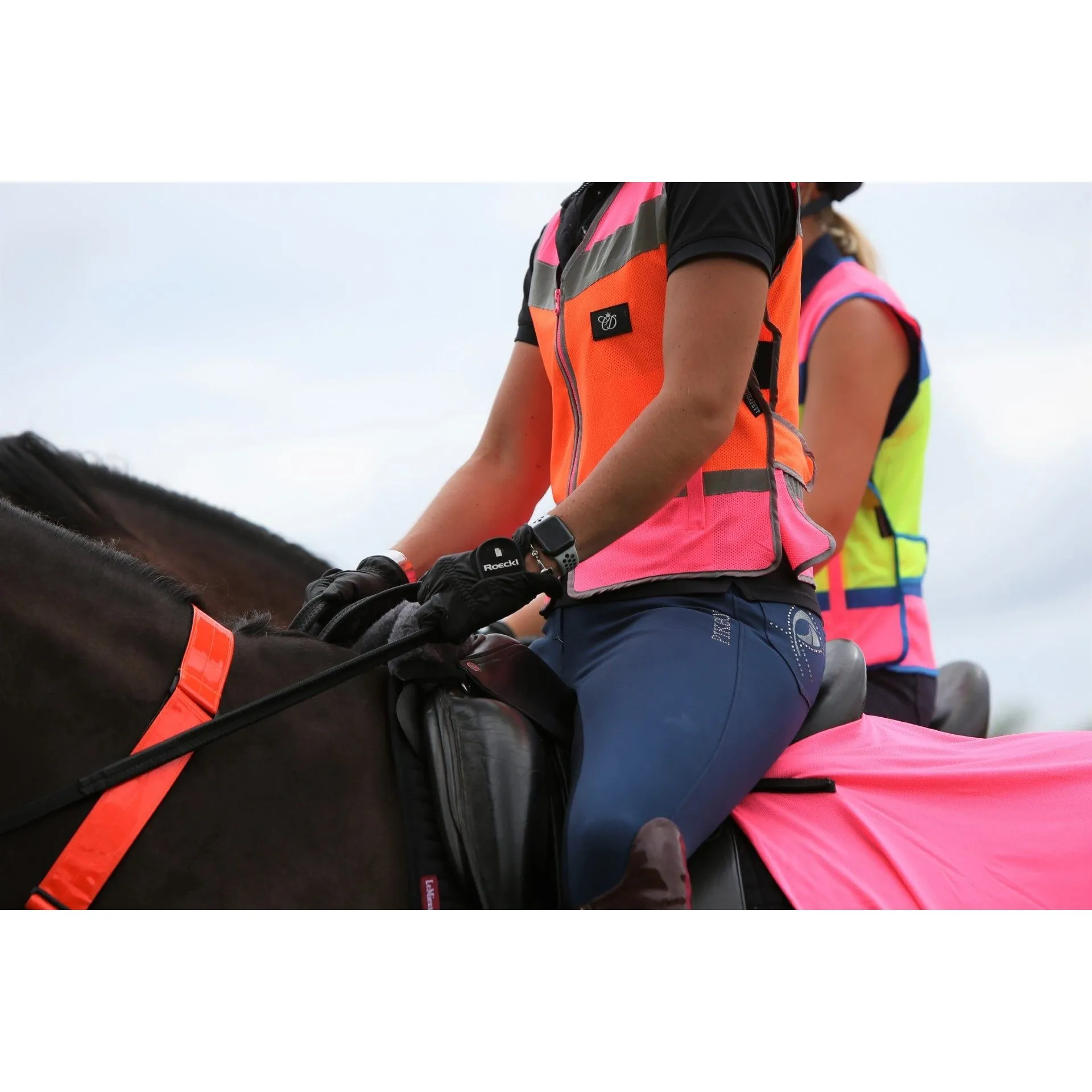 Equisafety Multi Colour Hi Vis Waistcoat  - Pink/orange