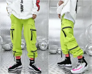 Fluorescent Multi-Pocket Sports Pants Jogger / Men's Trend Casual Pants ACW