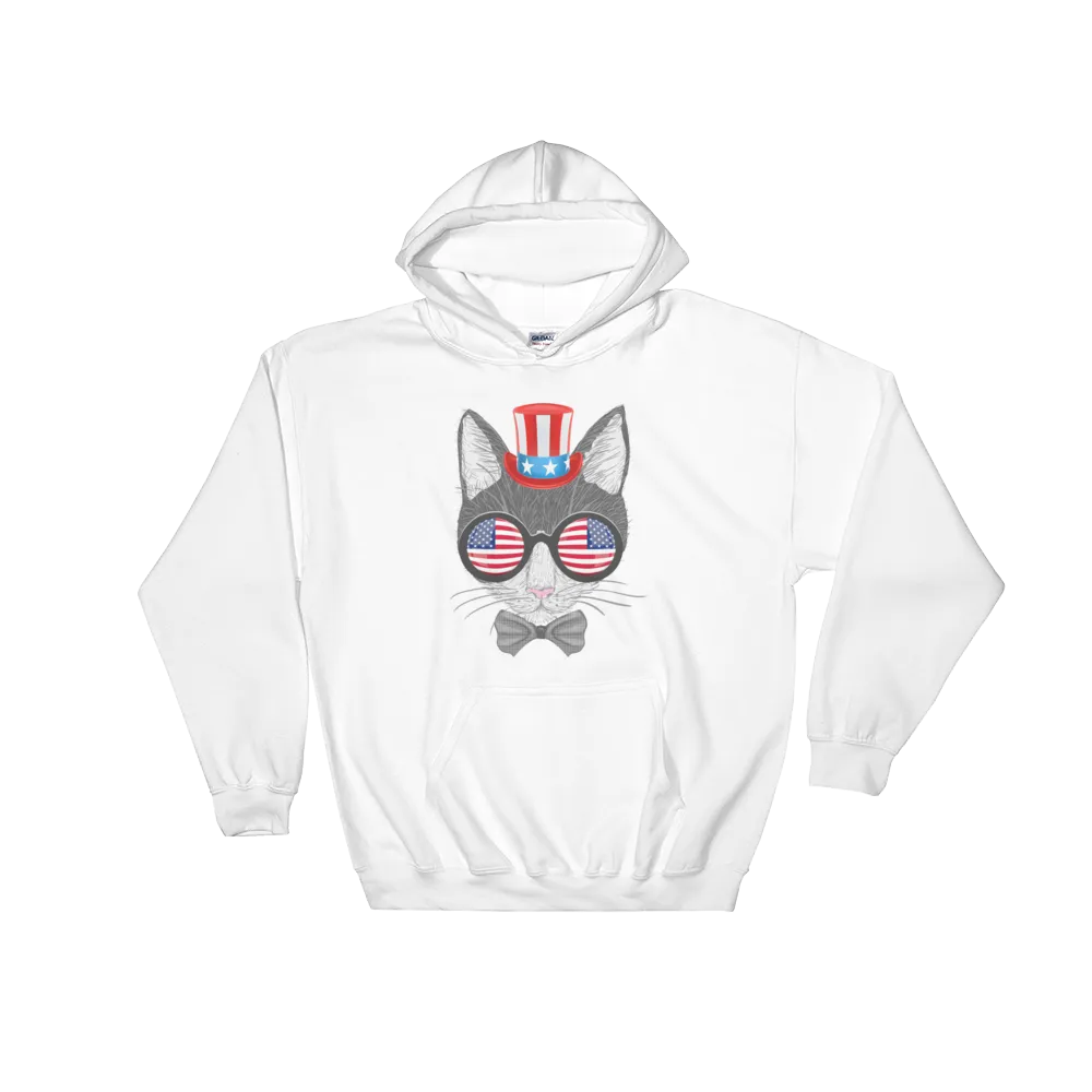 Gray Cat With Hat & Double Sunnies Hoodie