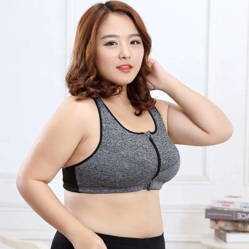 GYM zipper Adjustable Strap sports bra