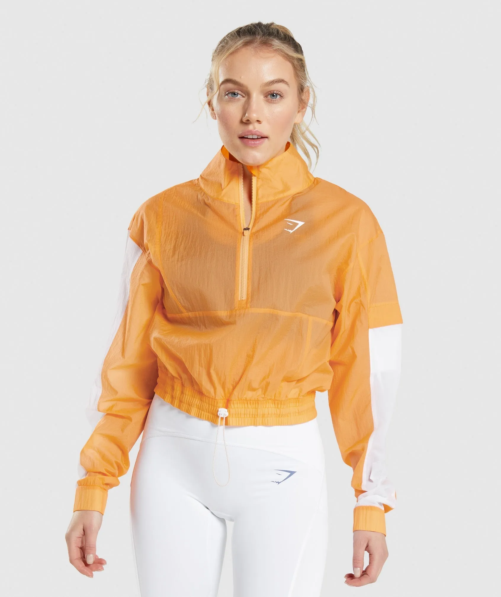 Gymshark Pulse Woven Jacket - Apricot Orange/White