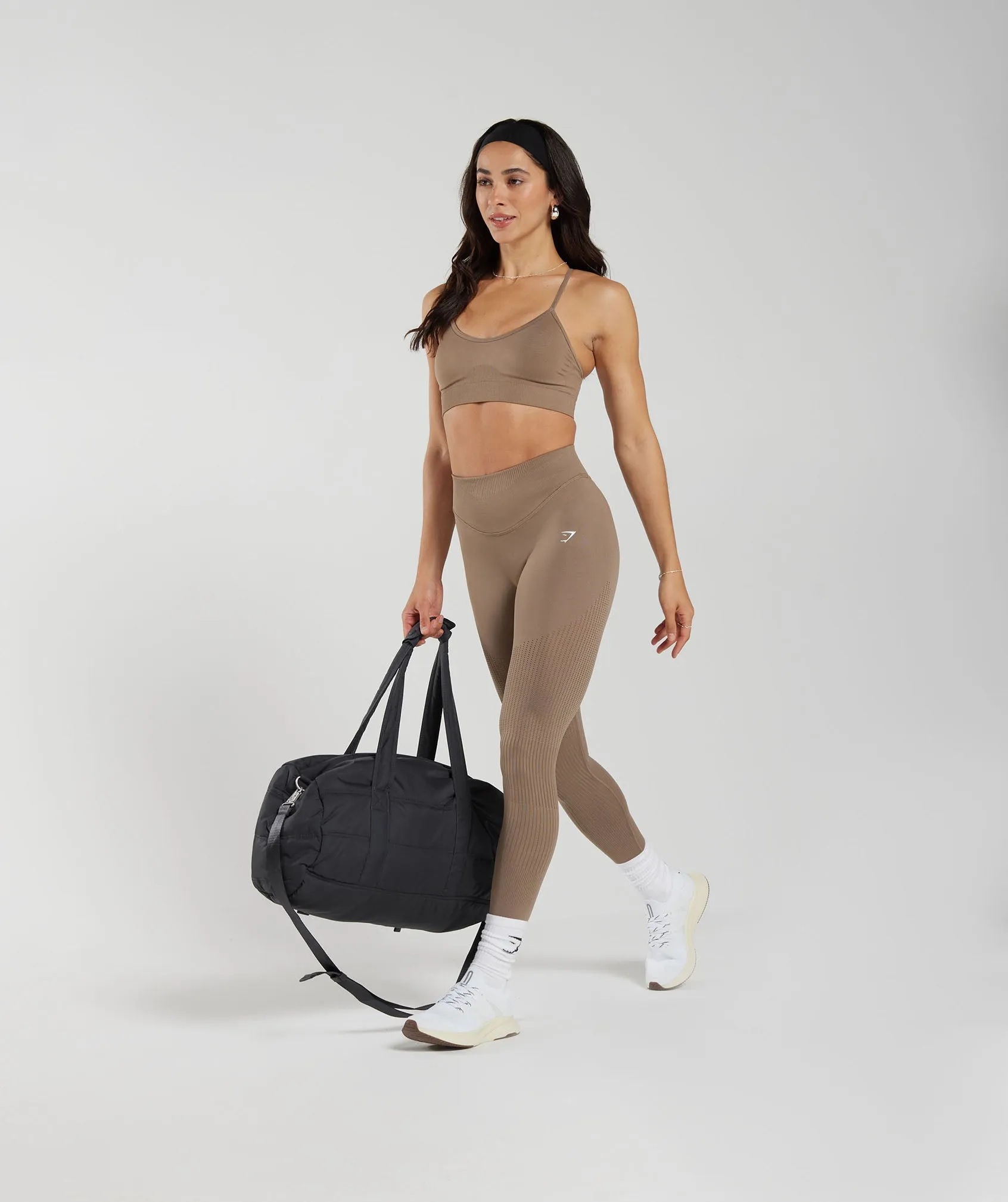 Gymshark Sweat Seamless Mesh Leggings - Fossil Brown