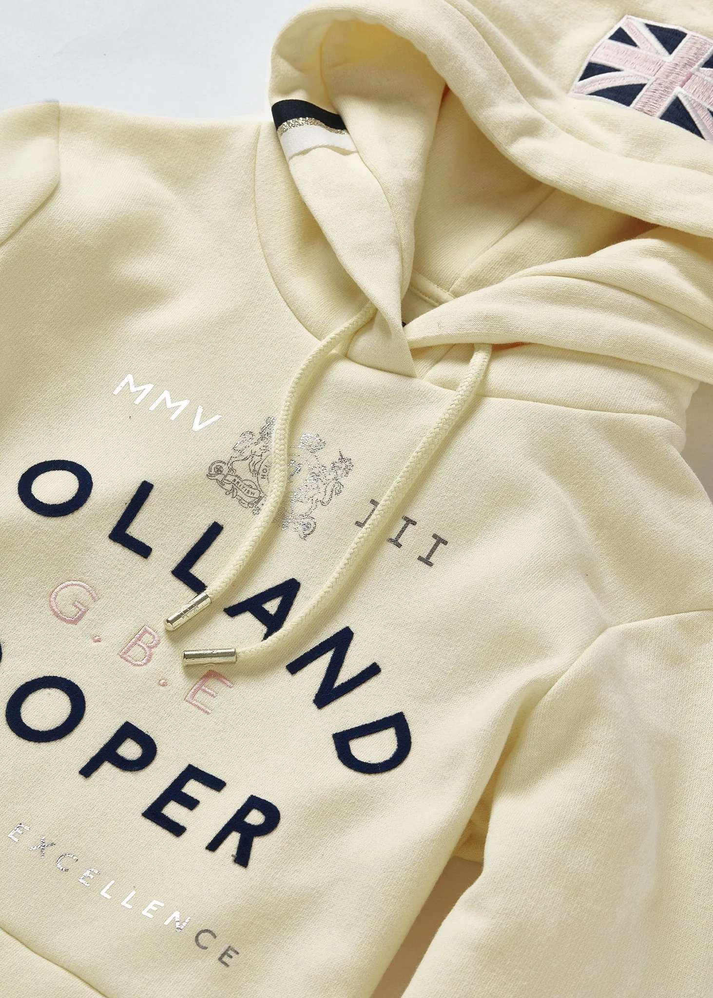 Holland Cooper GBE Flock Logo Hoodie in Lemon