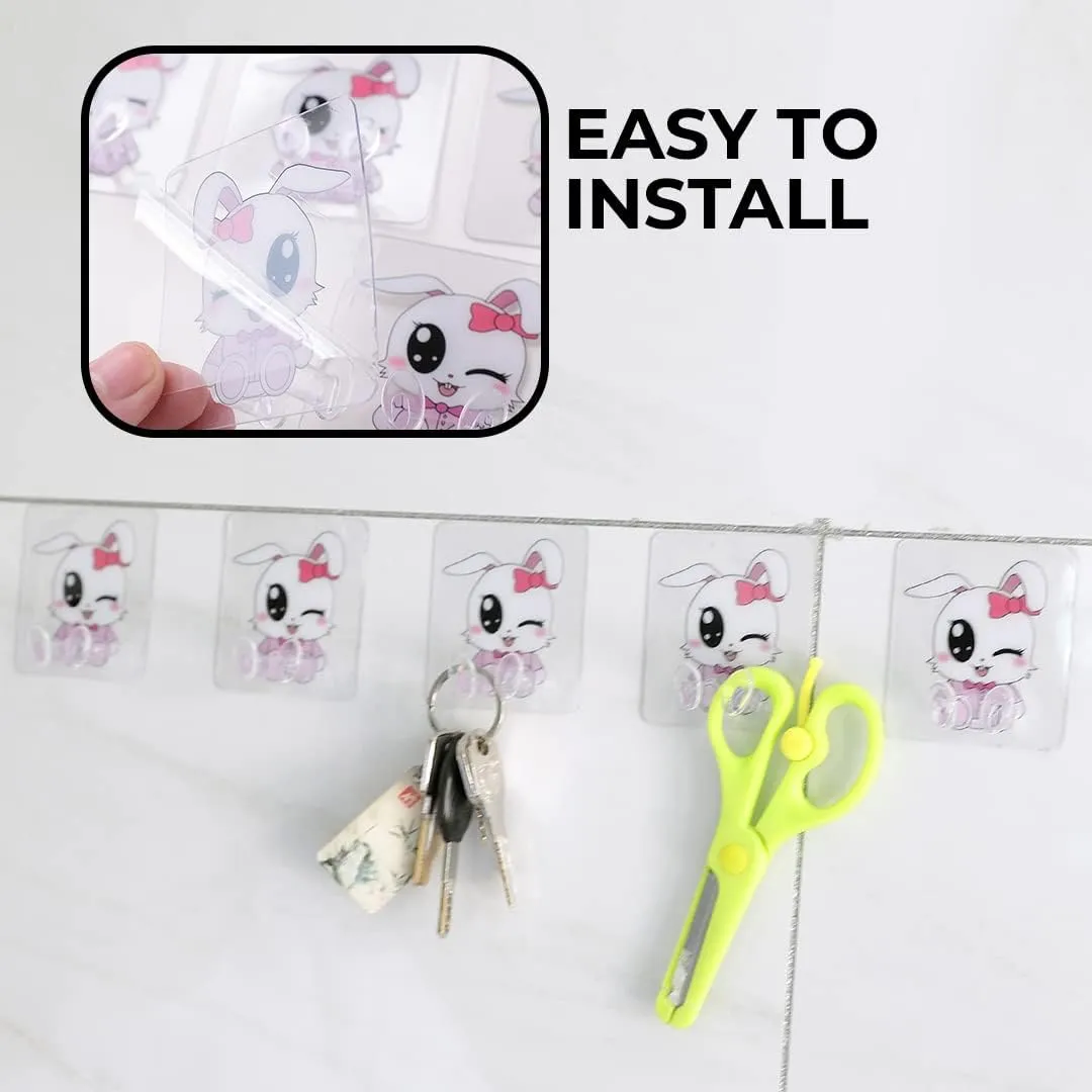 Homestic Pack of 10 Hooks for Wall|Superior Quality ABS|Durable & Rust-Proof|Easy to Install Self Adhesive Hook|Multipurpose Hooks for Bathroom, Kitchen||KR-16|Transparent