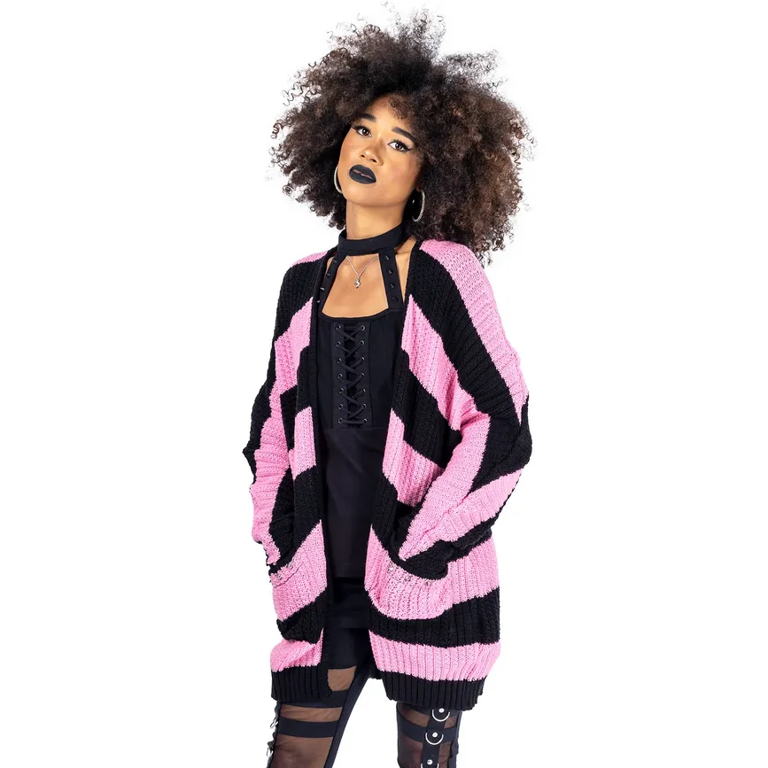 IN A DAZE CARDIGAN - BLACK/PINK