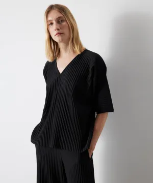 Ipekyol Pleated V-Neck Solid Blouse Black