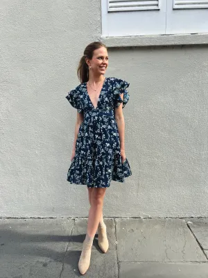 Jessica Mini Dress Natural Indigo Floral