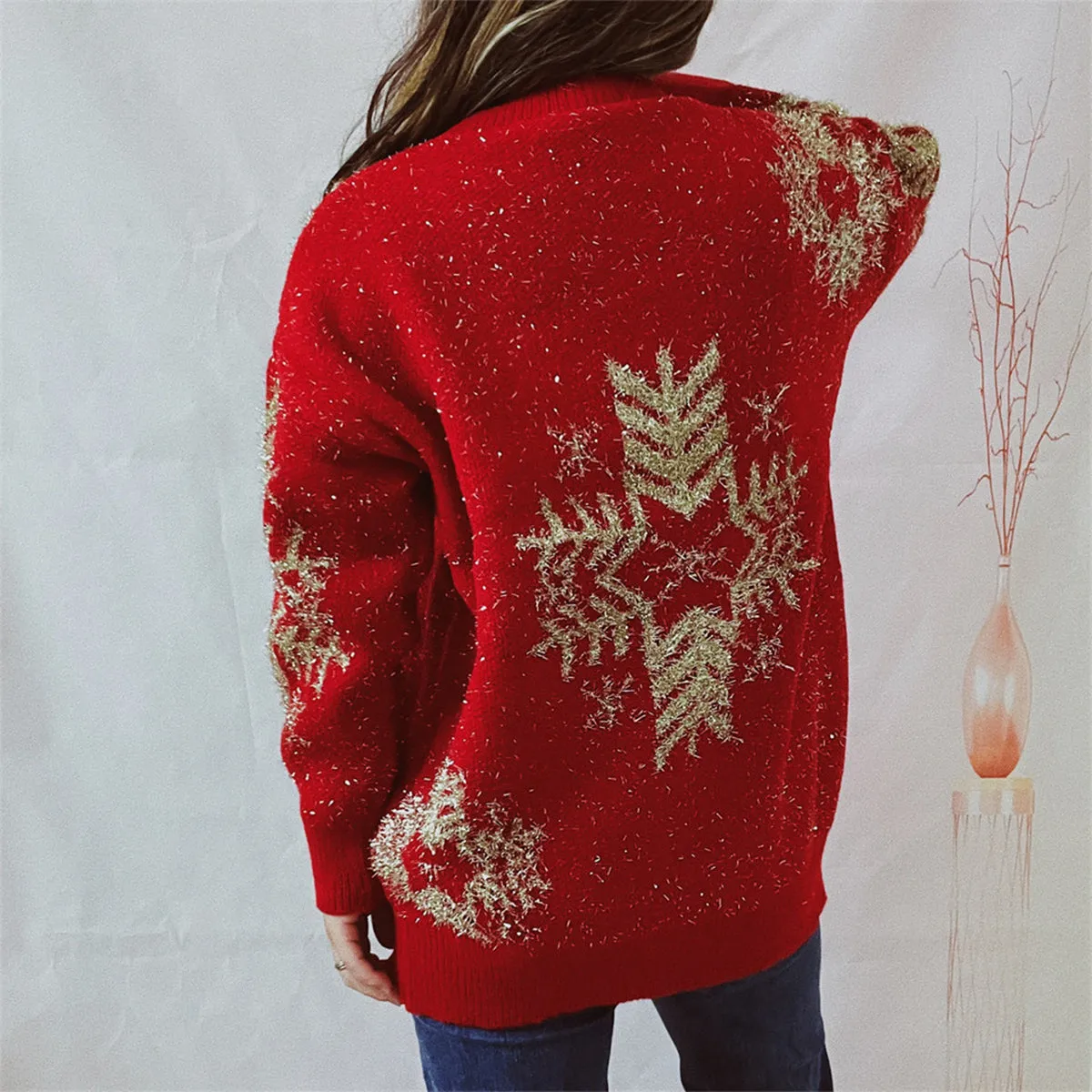 kesley Snowflake Pattern Long Sleeve Sweater