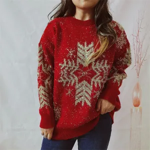 kesley Snowflake Pattern Long Sleeve Sweater