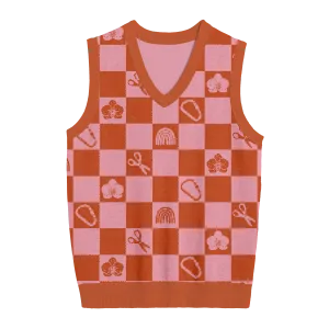 Lesbian Checkered Knit Vest