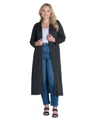 Long Duster Open Front Plus Size Knit Cardigan