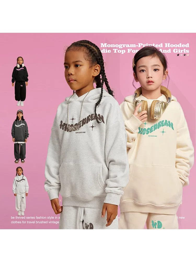 Loose-Fitting Foam Letter Print Kids Hoodies