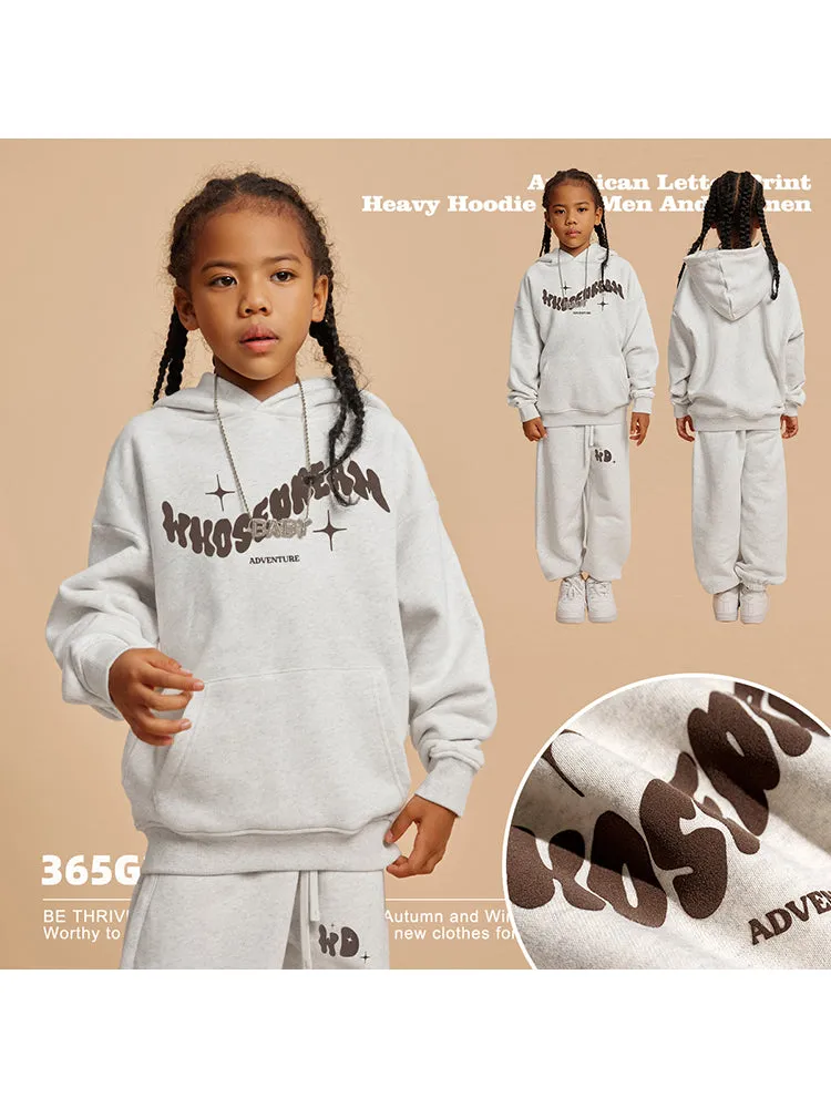 Loose-Fitting Foam Letter Print Kids Hoodies