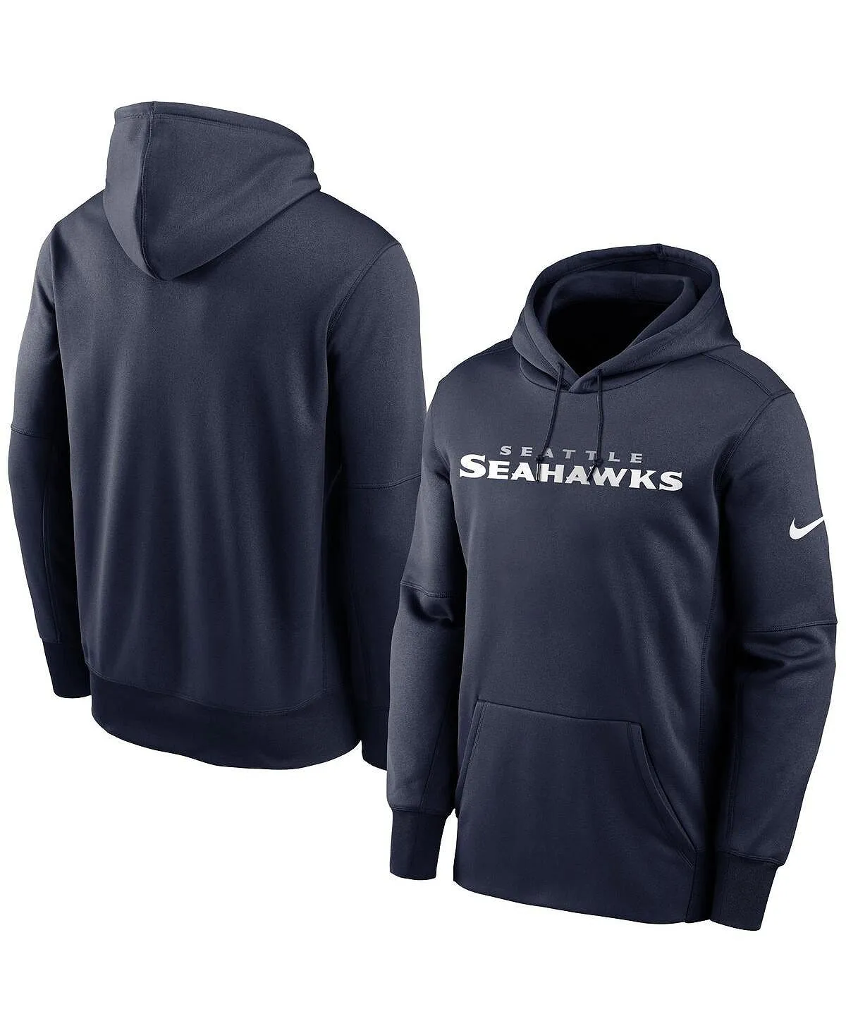 Men's College Navy Blue Hooded Pullover Seattle seahawks fan gear wordmark performance Nike ,  blue