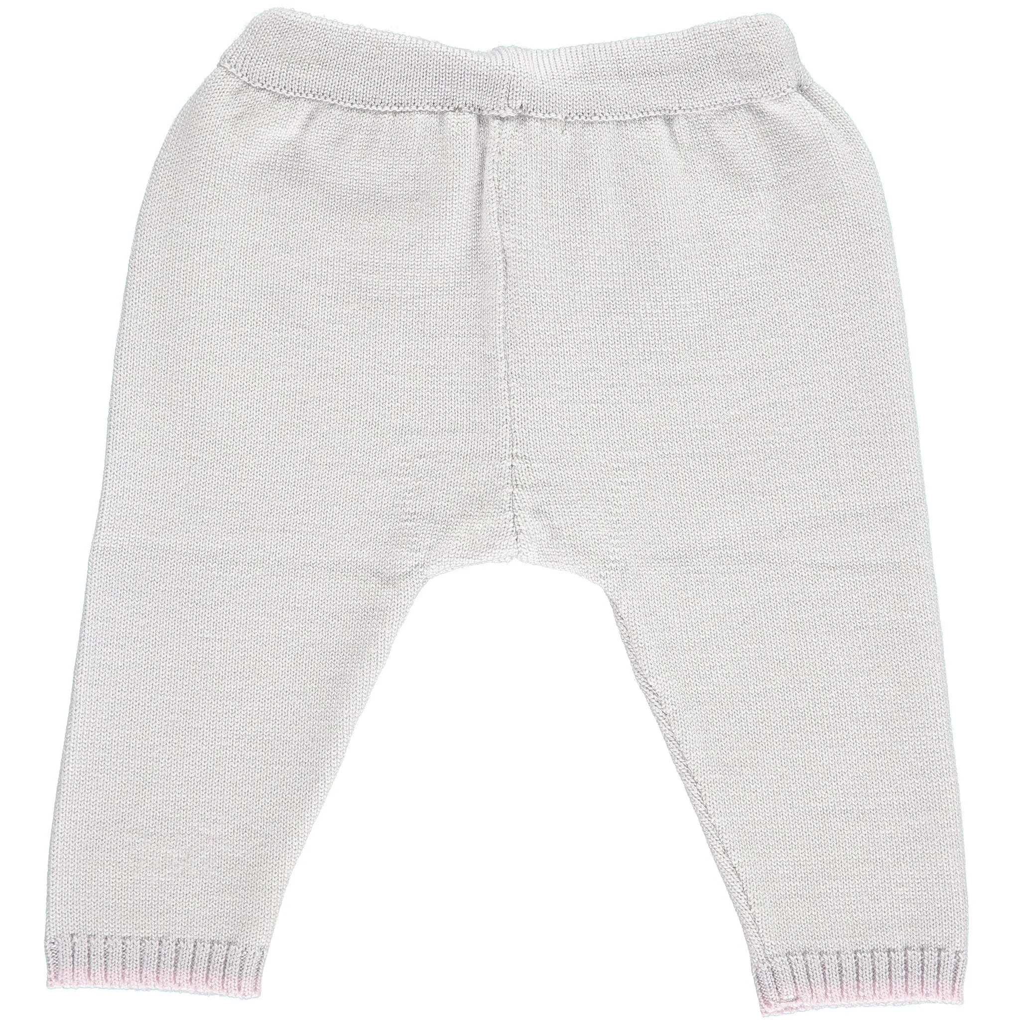 Merino Knitted Baby Leggings - Pearl Grey & Petal