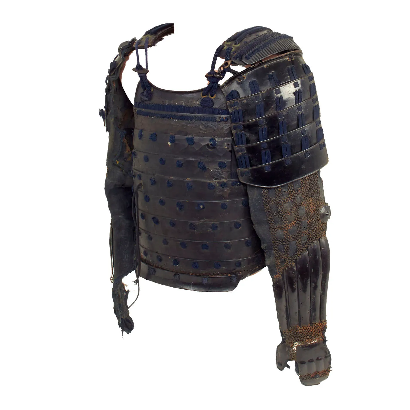 Original 19th Century Japanese Samurai Edo Period Enameled Cuirass with Shoulder, Arm & Hand Armor