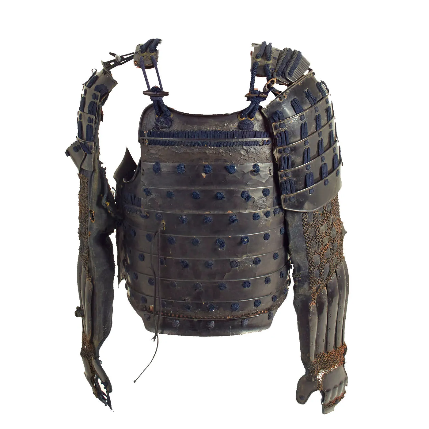 Original 19th Century Japanese Samurai Edo Period Enameled Cuirass with Shoulder, Arm & Hand Armor