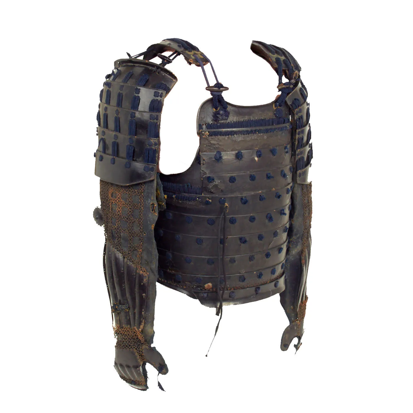 Original 19th Century Japanese Samurai Edo Period Enameled Cuirass with Shoulder, Arm & Hand Armor