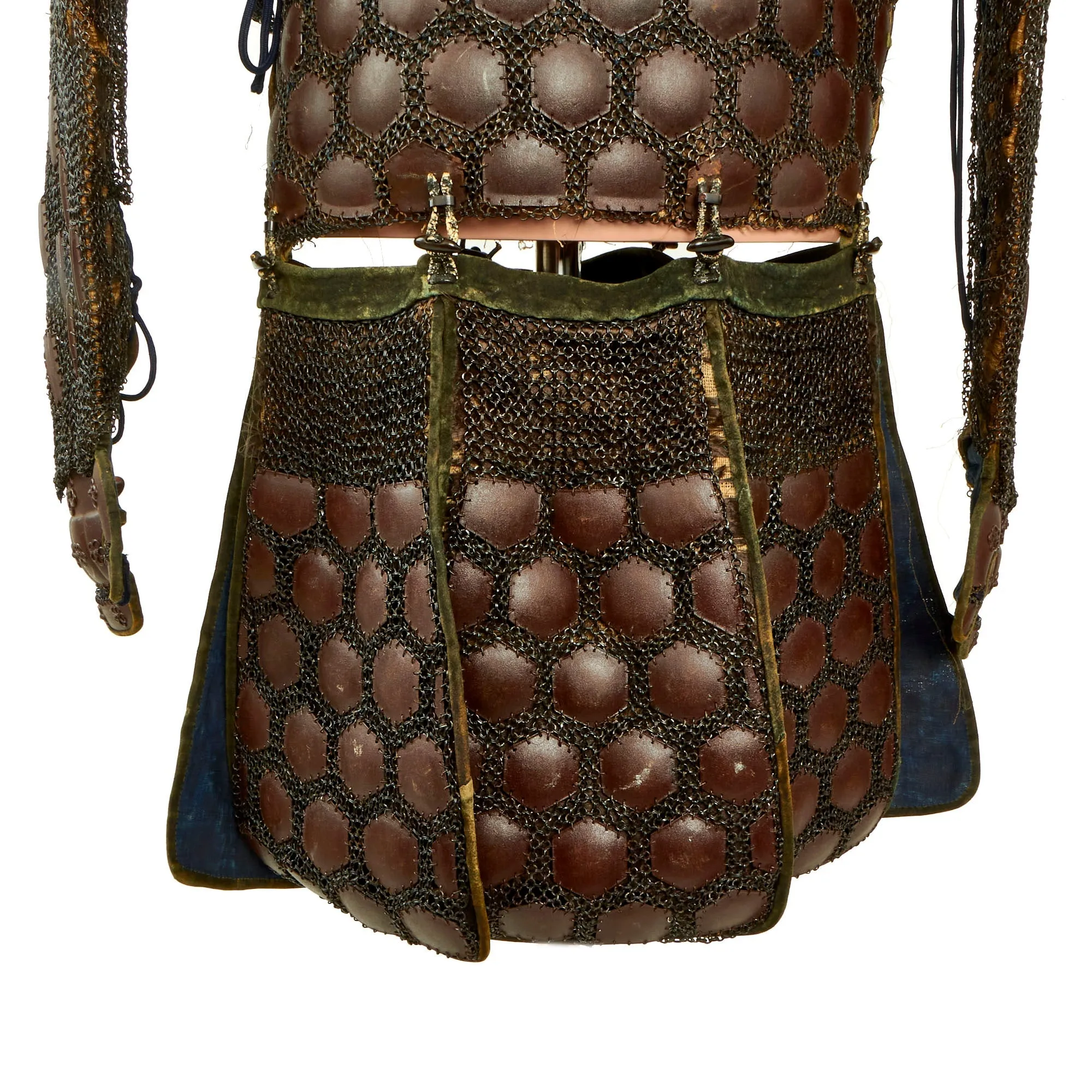 Original Japanese 19th Century Edo Period Samurai Full Body Armor with Kabuto Helmet in Wood Transit Chest