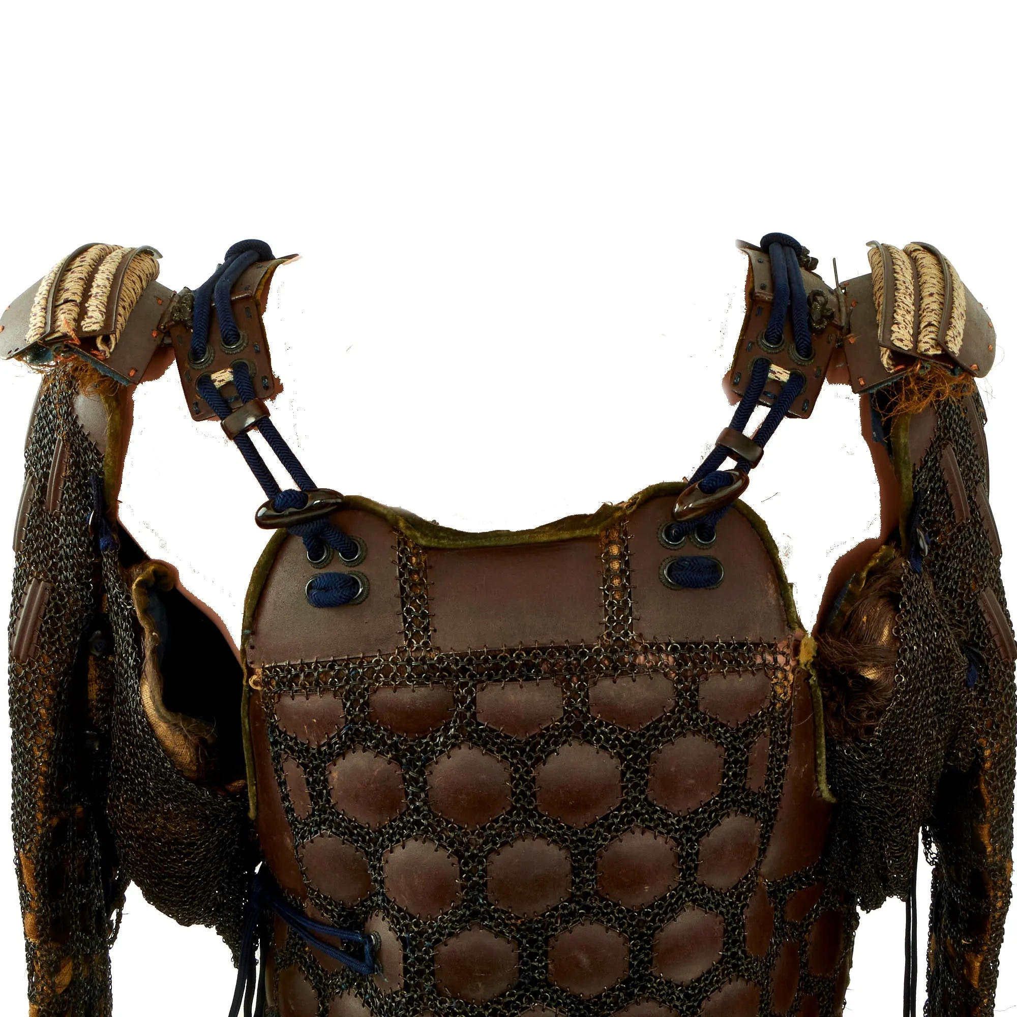 Original Japanese 19th Century Edo Period Samurai Full Body Armor with Kabuto Helmet in Wood Transit Chest