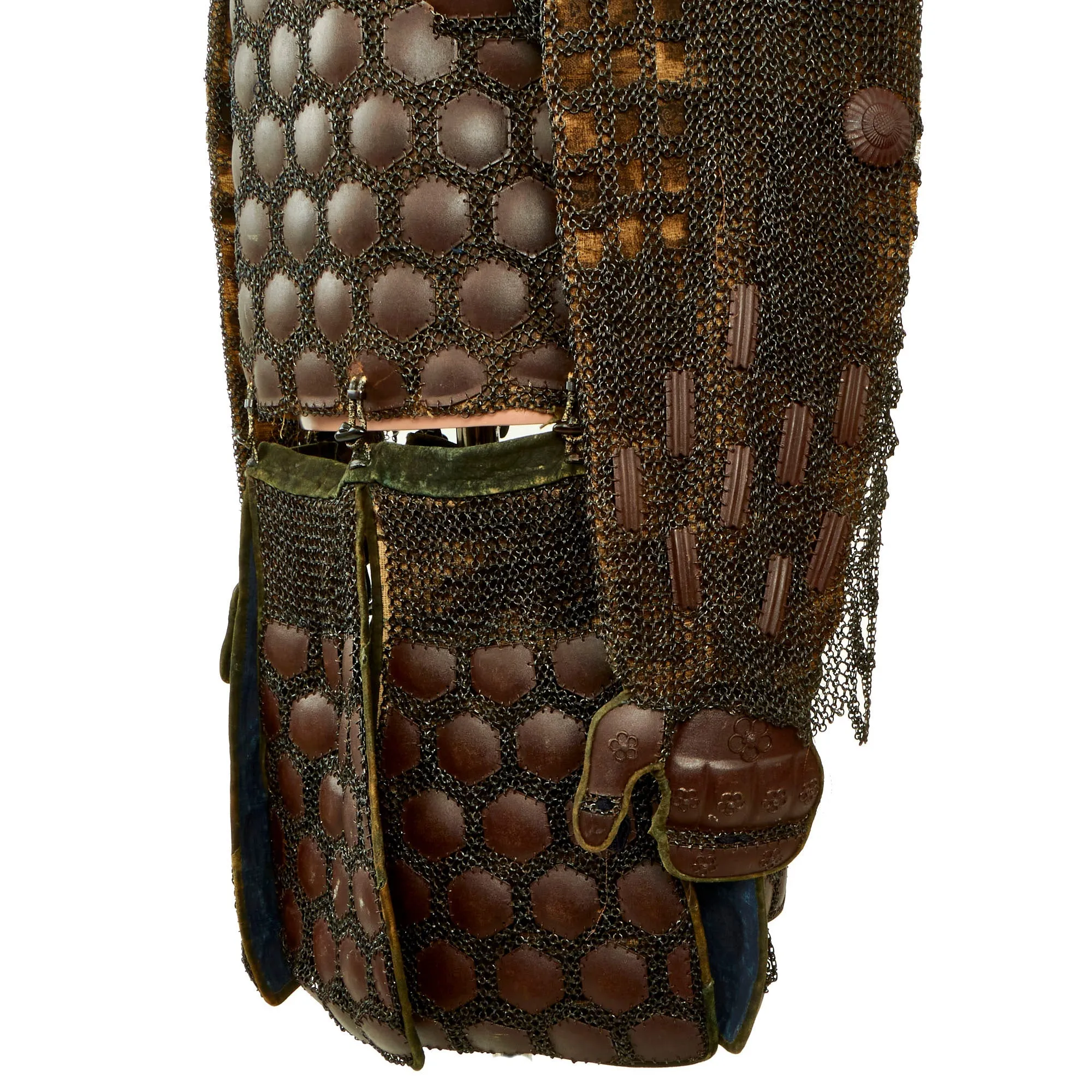 Original Japanese 19th Century Edo Period Samurai Full Body Armor with Kabuto Helmet in Wood Transit Chest