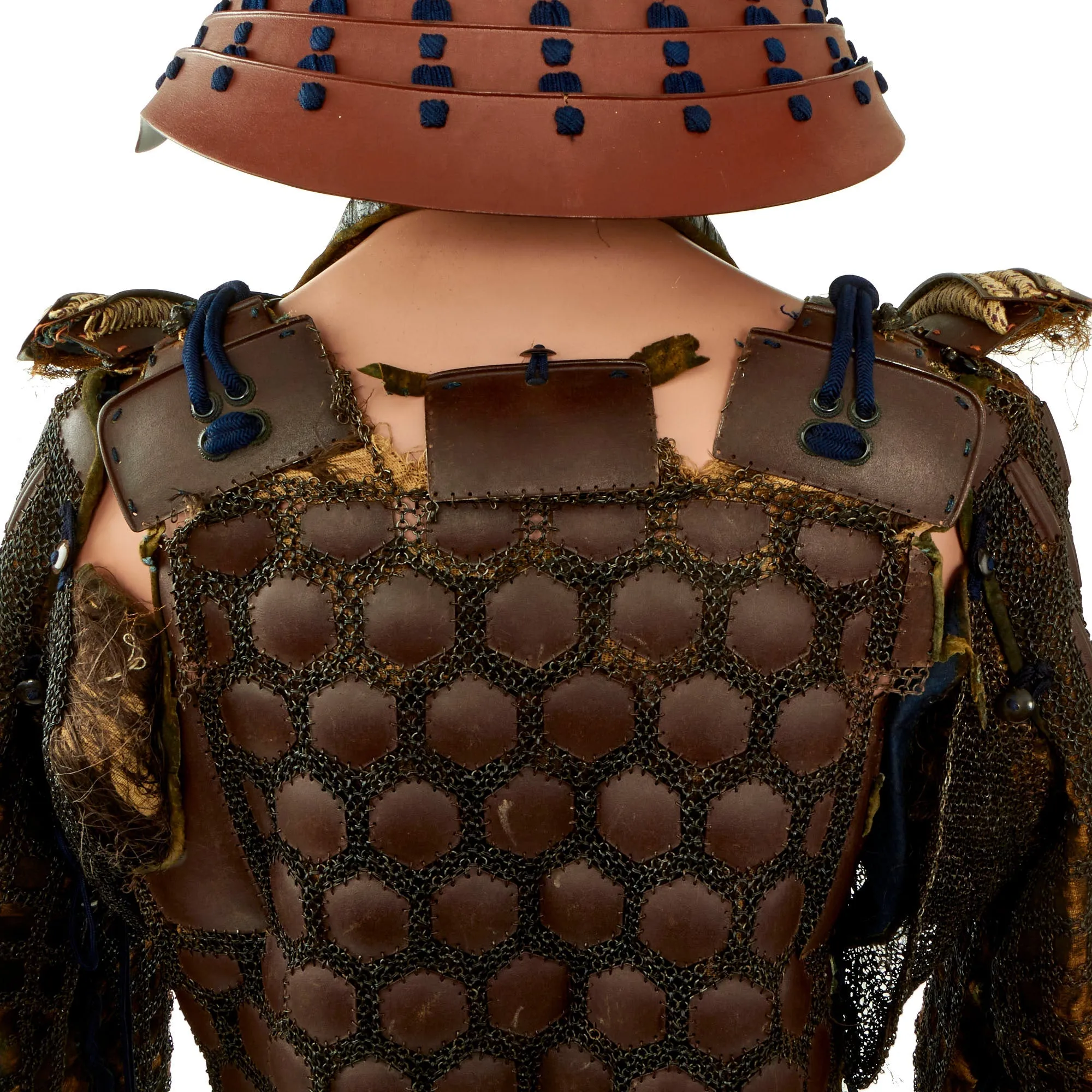 Original Japanese 19th Century Edo Period Samurai Full Body Armor with Kabuto Helmet in Wood Transit Chest