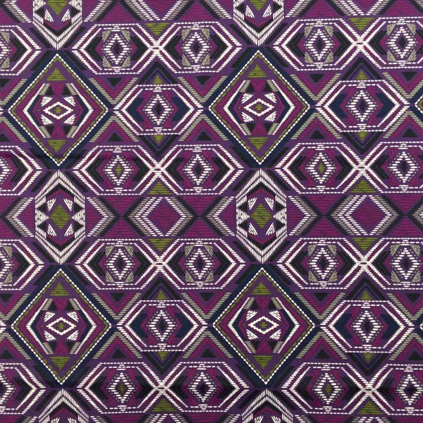 Purple and Green Tribal Printed Spandex | Blue Moon Fabrics