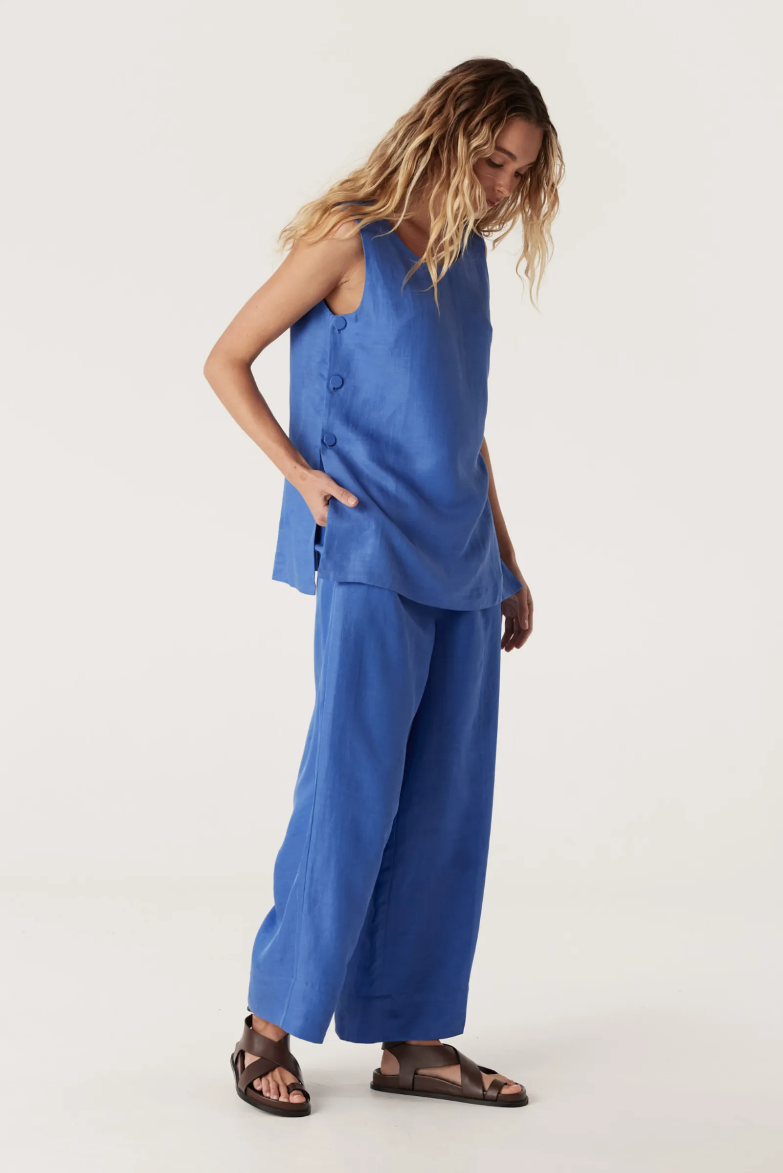 Spring Relaxed Pants - Cornflower Blue