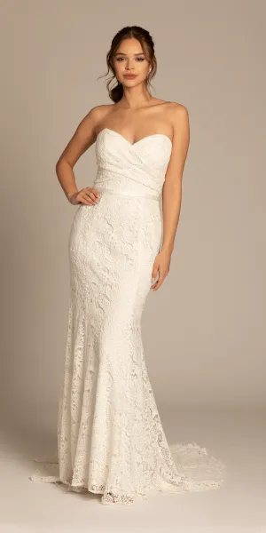 Strapless Sweetheart Lace Trumpet Dress with Cris Cross Bodice