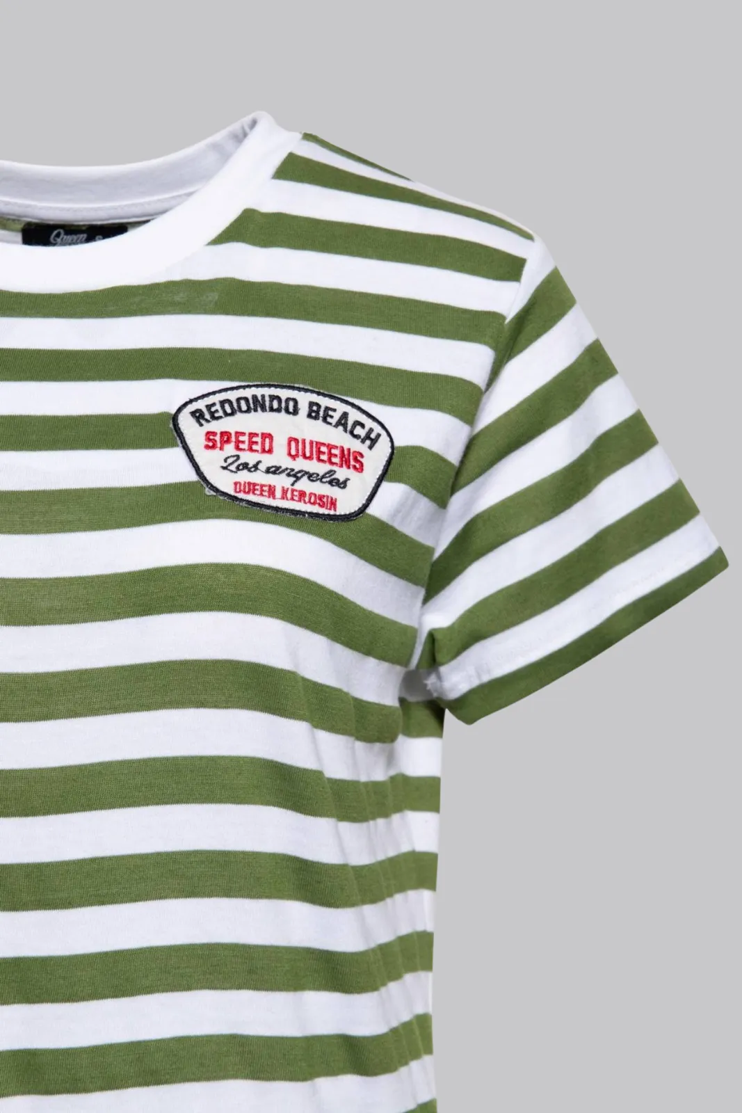 Striped Shirt Speed Queens - Green & White (Ladies Fit)