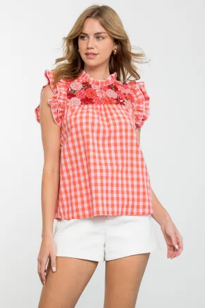 Top | Flutter Sleeve Gingham