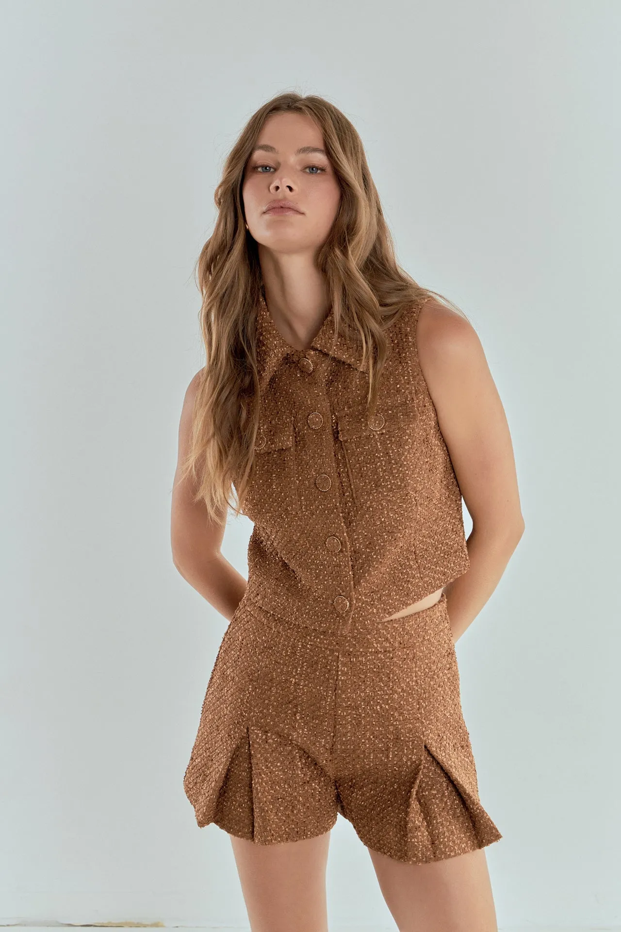 Tweed Short Sleeveless Jacket