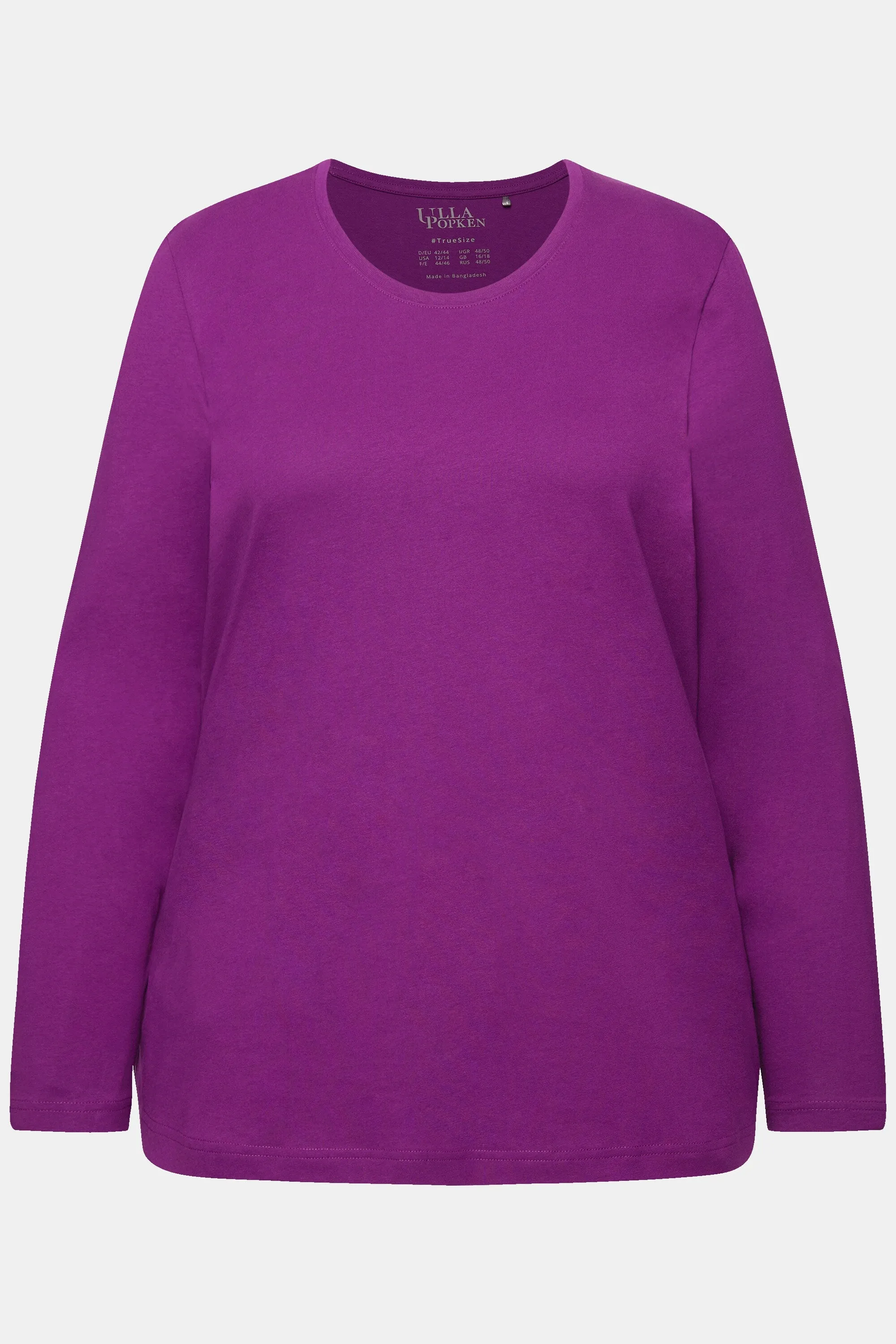 Ulla Popken Cotton Long Sleeve Top in Purple