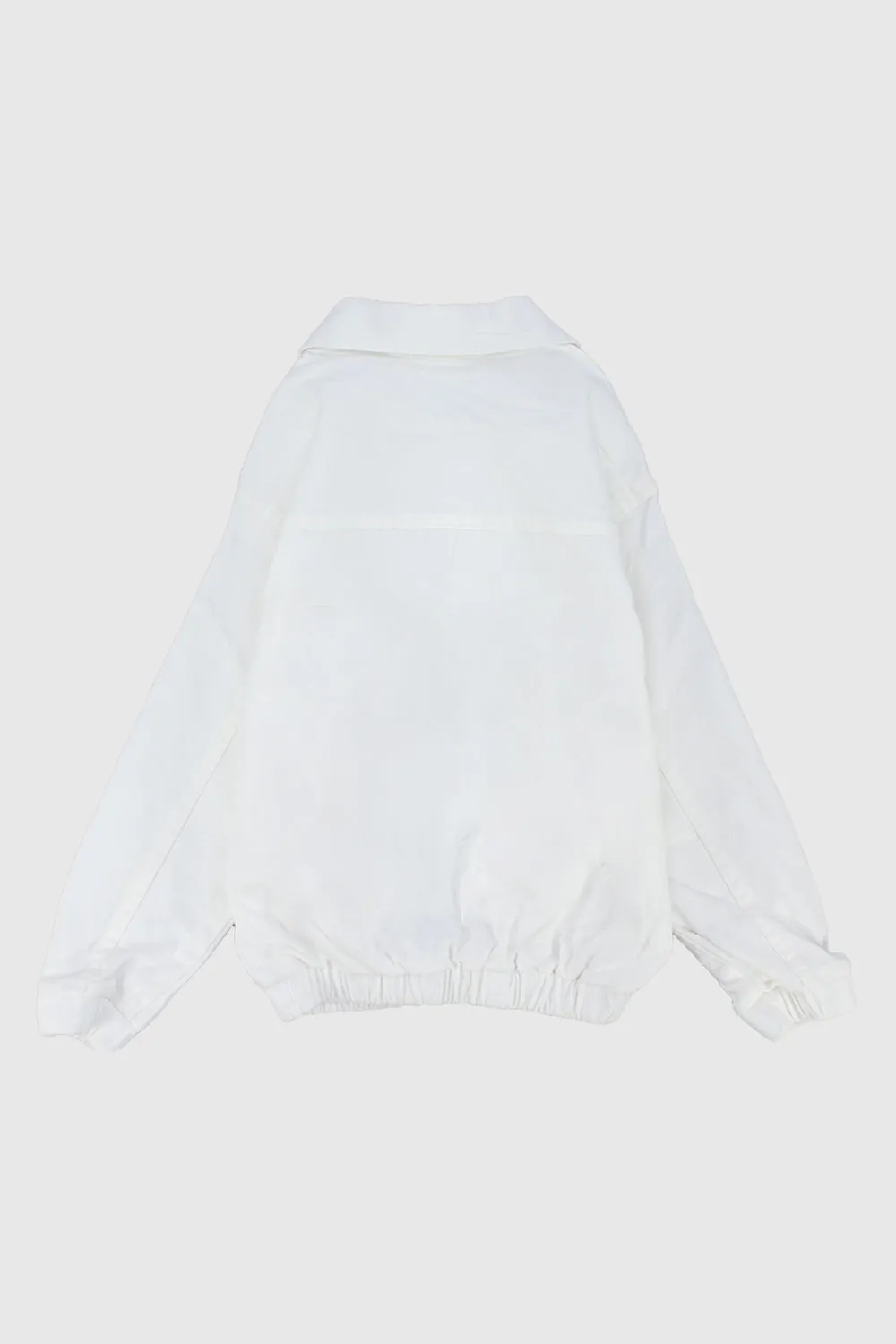 Unisex White Long-Sleeved Gabardine Jacket