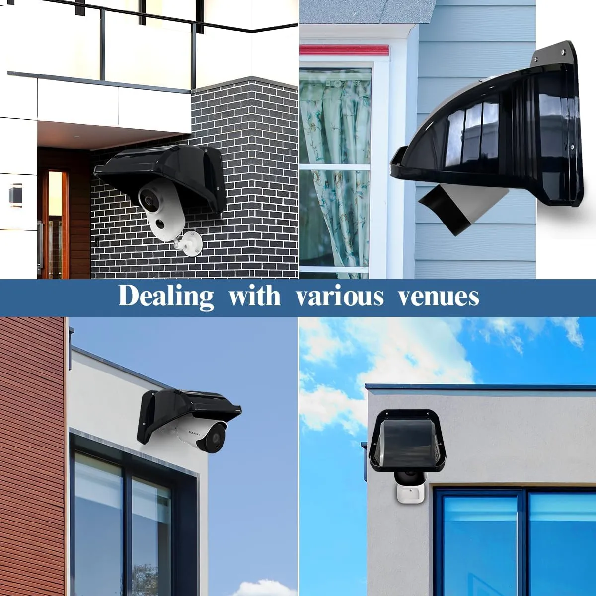 Universal Outdoor Camera Cover, ABS Plastic Weatherproof Security Camera Shade for Dome, Bullet, Stick Up Cameras, Sun&Rain Shield for Camera (Black ABS)