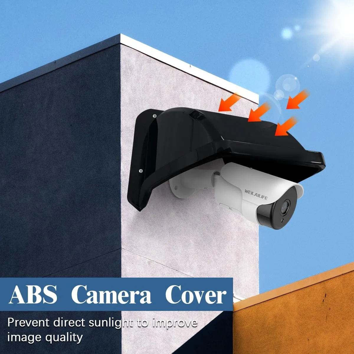 Universal Outdoor Camera Cover, ABS Plastic Weatherproof Security Camera Shade for Dome, Bullet, Stick Up Cameras, Sun&Rain Shield for Camera (Black ABS)