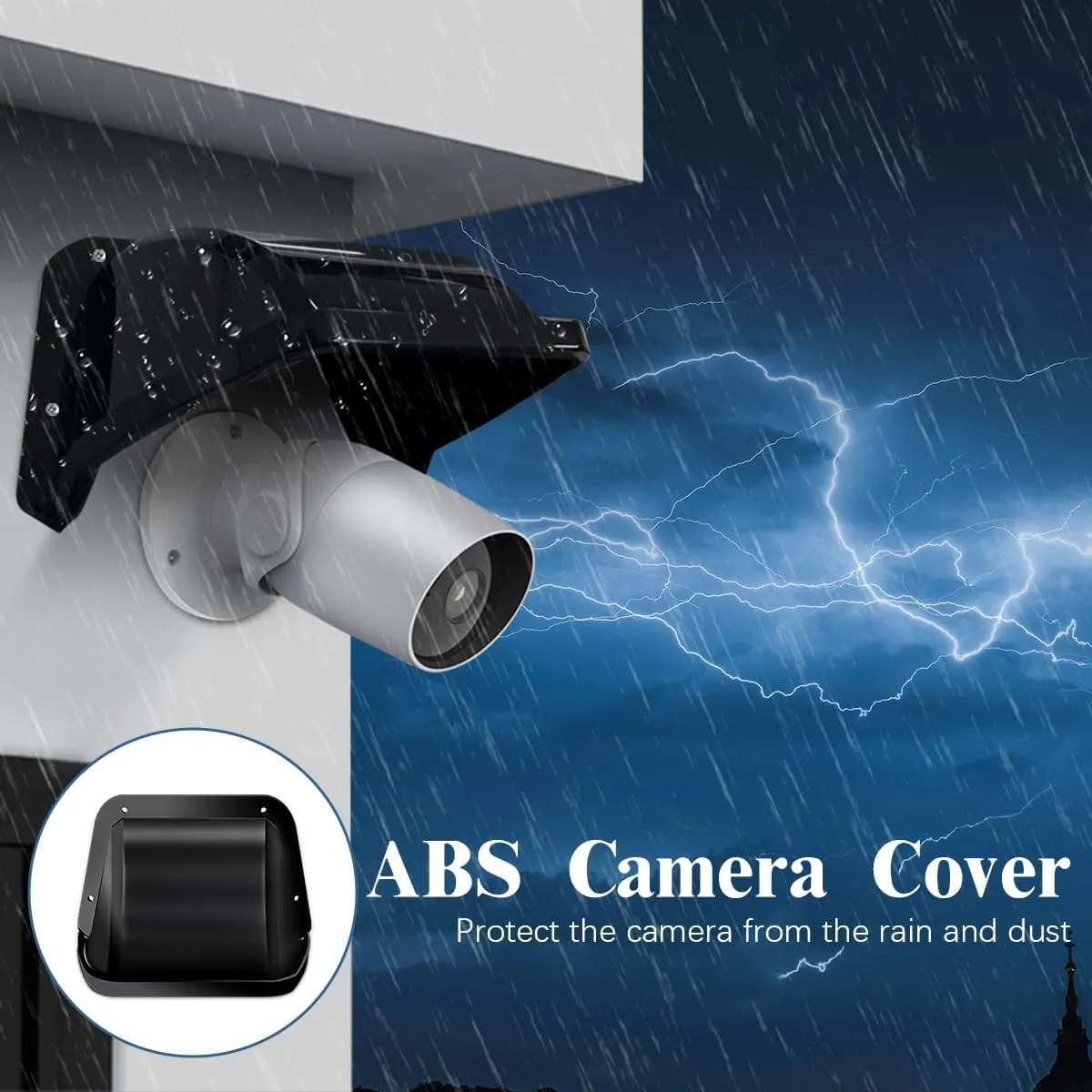 Universal Outdoor Camera Cover, ABS Plastic Weatherproof Security Camera Shade for Dome, Bullet, Stick Up Cameras, Sun&Rain Shield for Camera (Black ABS)