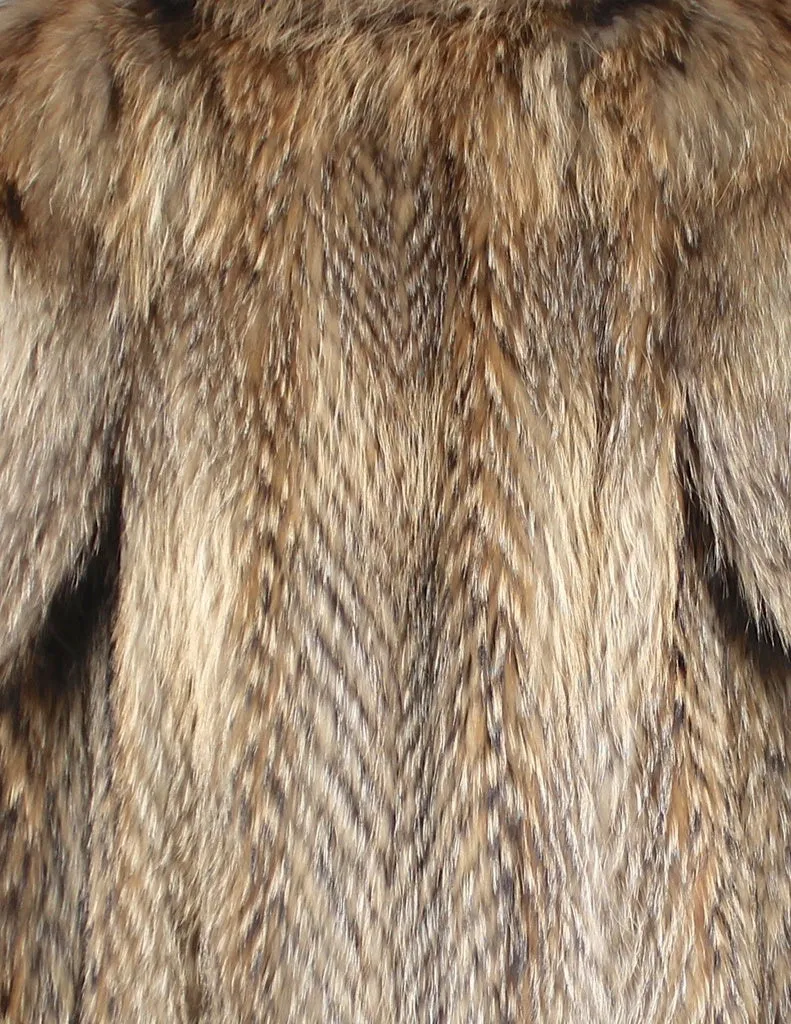 Vintage Natural Finnish Raccoon Fur Coat -M/L | Thick Fur!