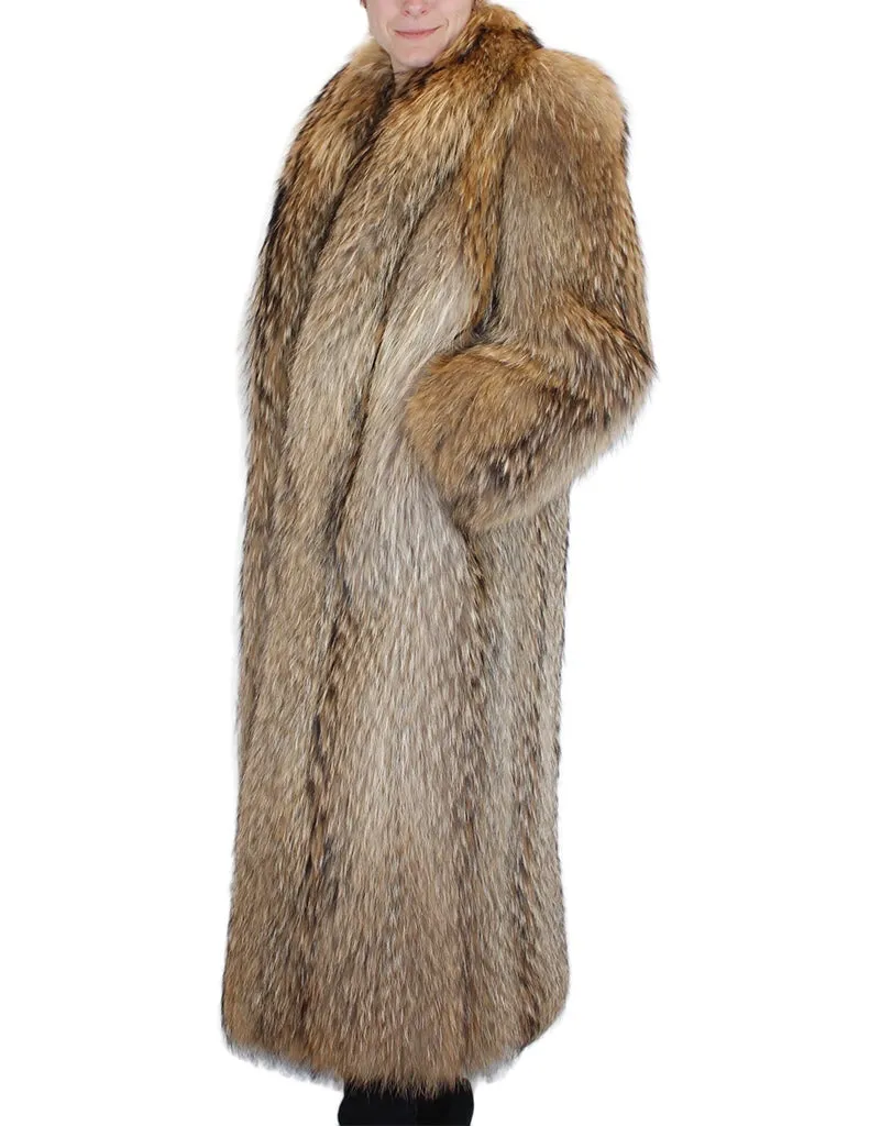 Vintage Natural Finnish Raccoon Fur Coat -M/L | Thick Fur!