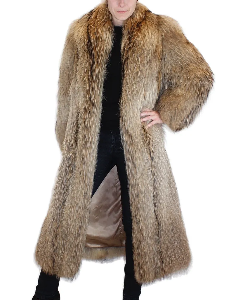 Vintage Natural Finnish Raccoon Fur Coat -M/L | Thick Fur!